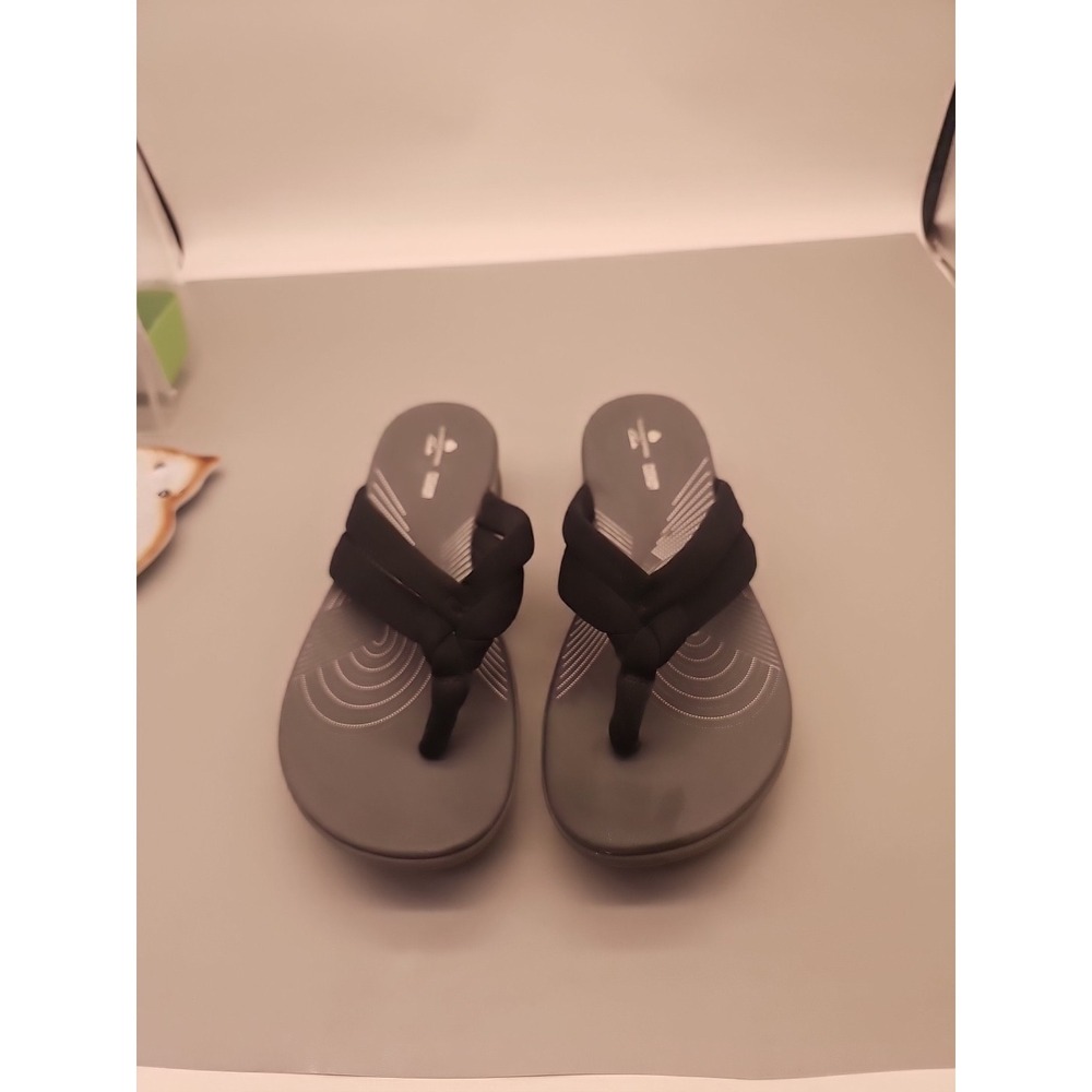 Clarks Cloudsteppers Arla Kaylie Flip Flops Sandals Black & Gray Size 11M